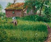 Olof Sager-Nelson Flicka pa blomsterang Germany oil painting artist